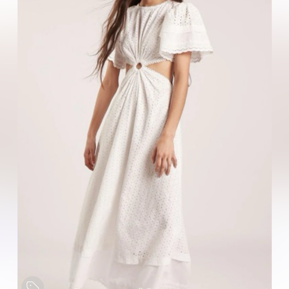 Amable Caroline Cut-Out Eyelit Midi Dress